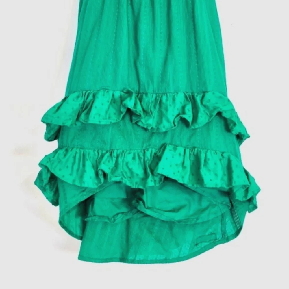 NWT Matilda Seriously Sweet Dress Maxi Hi-Low Lace Ruffle Green Cotton Size 4 - Picture 5 of 8